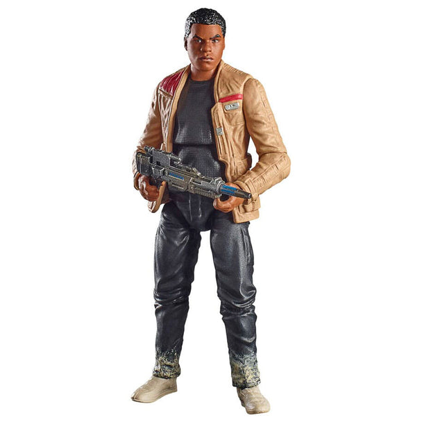 Vue de face de la figurine Finn Starkiller Base avec accessoires inclus