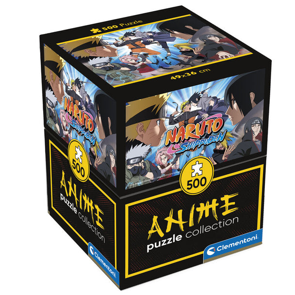 Puzzle Naruto Shippuden 500 pièces CLEMENTONI, dimensions 49x36cm, image détaillée du célèbre anime.