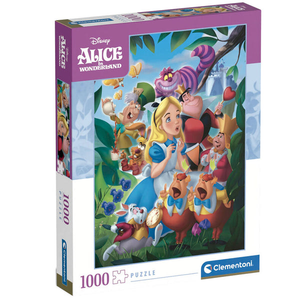 Puzzle Disney Alice au Pays des Merveilles 1000 pièces CLEMENTONI avec illustration colorée et détaillée.