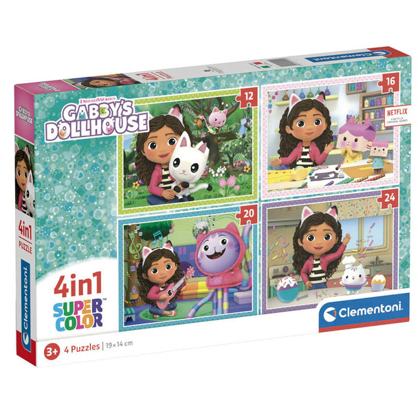 Puzzle Gabbys Dollhouse CLEMENTONI avec 12 pièces colorées et illustration détaillée