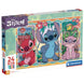 Puzzle Disney Stitch maxi 24 pièces assemblé montrant le personnage Stitch coloré sur fond bleu clair.