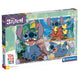 Puzzle Disney Stitch maxi 104 pièces assemblé montrant le personnage Stitch coloré sur fond bleu clair