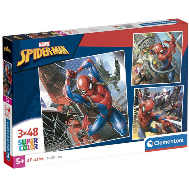 Puzzle Marvel Spiderman de CLEMENTONI avec 48 pièces assemblées montrant Spiderman en action