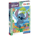 Puzzle Disney Stitch 104 pièces de Clementoni avec image colorée du personnage Stitch sur fond bleu