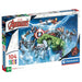 Image du puzzle Marvel Avengers 104 pièces avec les héros en action sur fond coloré