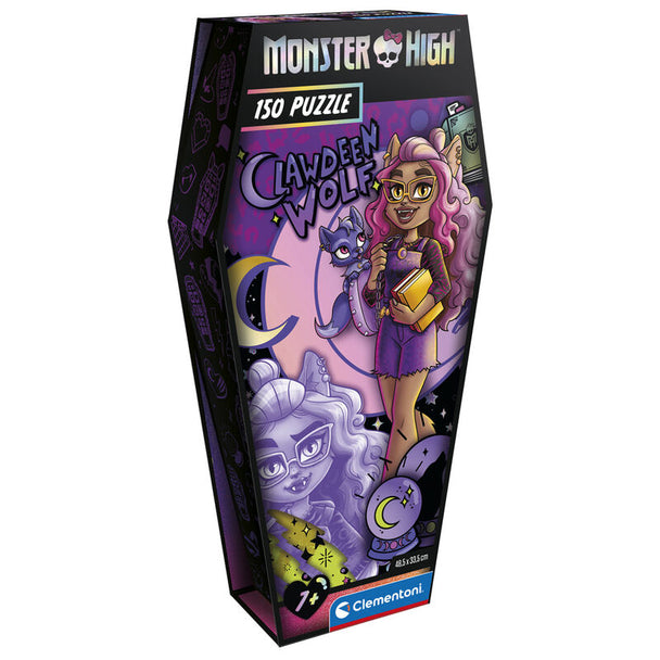 Puzzle Monster High Clawdeen Wolf assemblé montrant le personnage dans un décor coloré avec 150 pièces.