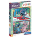 Puzzle Disney Stitch de CLEMENTONI avec 20 pièces, illustration colorée du personnage Stitch sur fond bleu