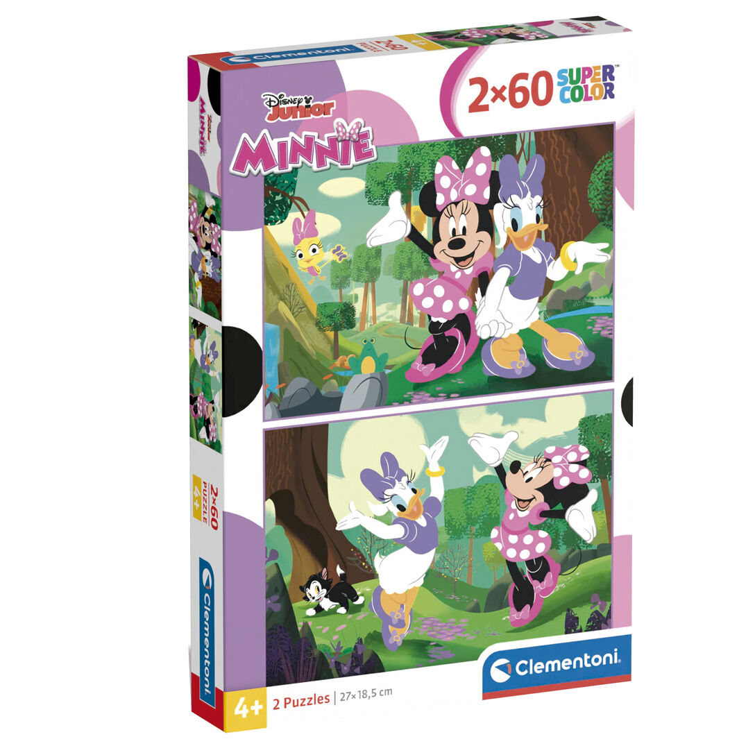 Puzzle Disney Minnie 60 pièces avec illustration colorée de Minnie Mouse en tenue rose