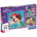 Puzzle Disney Princess CLEMENTONI assemblé montrant une scène colorée avec plusieurs princesses Disney sur fond magique.