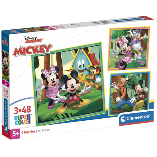Puzzle Disney Mickey 3x48 pièces par CLEMENTONI avec illustrations colorées de Mickey Mouse