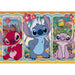 Boîte du puzzle CLEMENTONI Disney Stitch maxi 24 pièces avec illustration du personnage et dimensions 62x42cm.