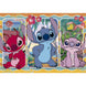 Boîte du puzzle CLEMENTONI Disney Stitch maxi 24 pièces avec illustration du personnage et dimensions 62x42cm.