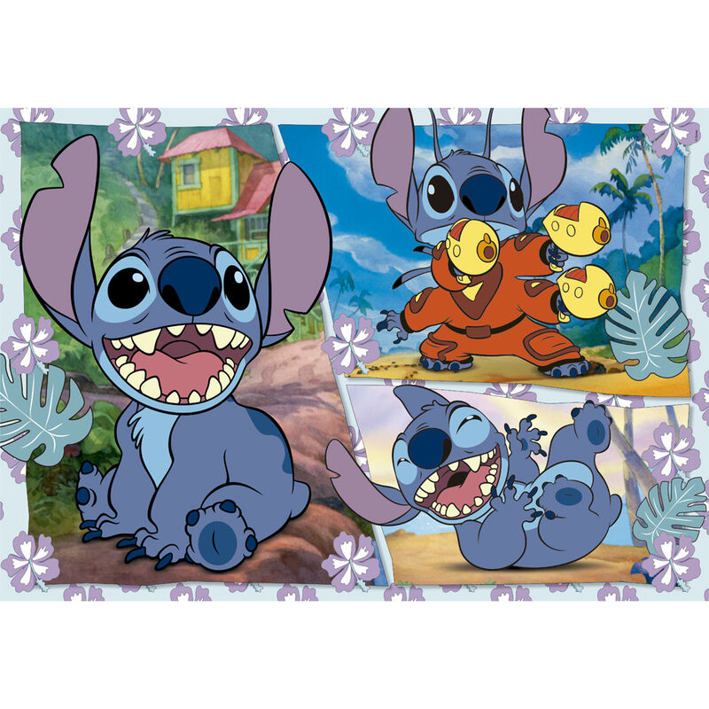 Boîte du puzzle CLEMENTONI Disney Stitch maxi 104 pièces avec illustration du puzzle et logo officiel