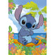Boîte du puzzle Disney Stitch 104 pièces par Clementoni montrant le visuel complet et les dimensions