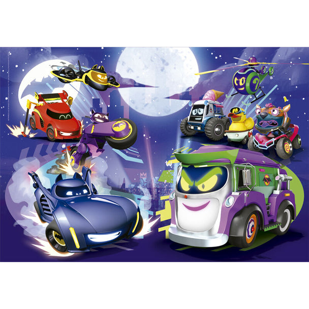 Boîte du puzzle CLEMENTONI Batwheels maxi 60 pièces avec illustration des héros DC Comics