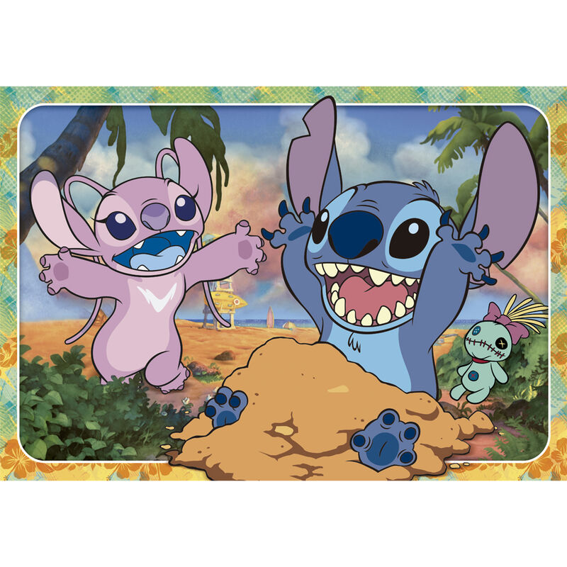 Boîte du puzzle CLEMENTONI Disney Stitch maxi 60 pièces avec image du puzzle et informations sur les dimensions