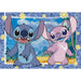 Boîte du puzzle Disney Stitch 104 pièces de CLEMENTONI montrant le design et les dimensions du produit