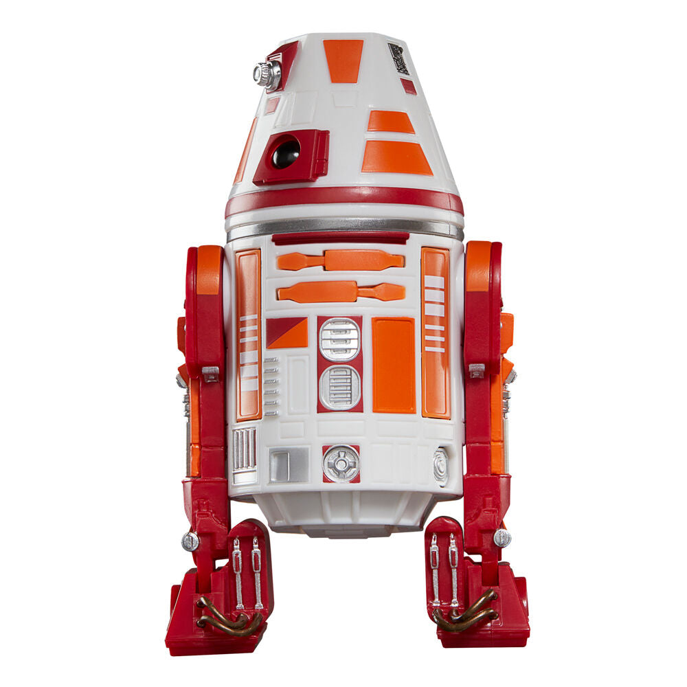 Vue latérale droite de la figurine R4-6D0 The Mandalorian avec détails des jambes et bottes