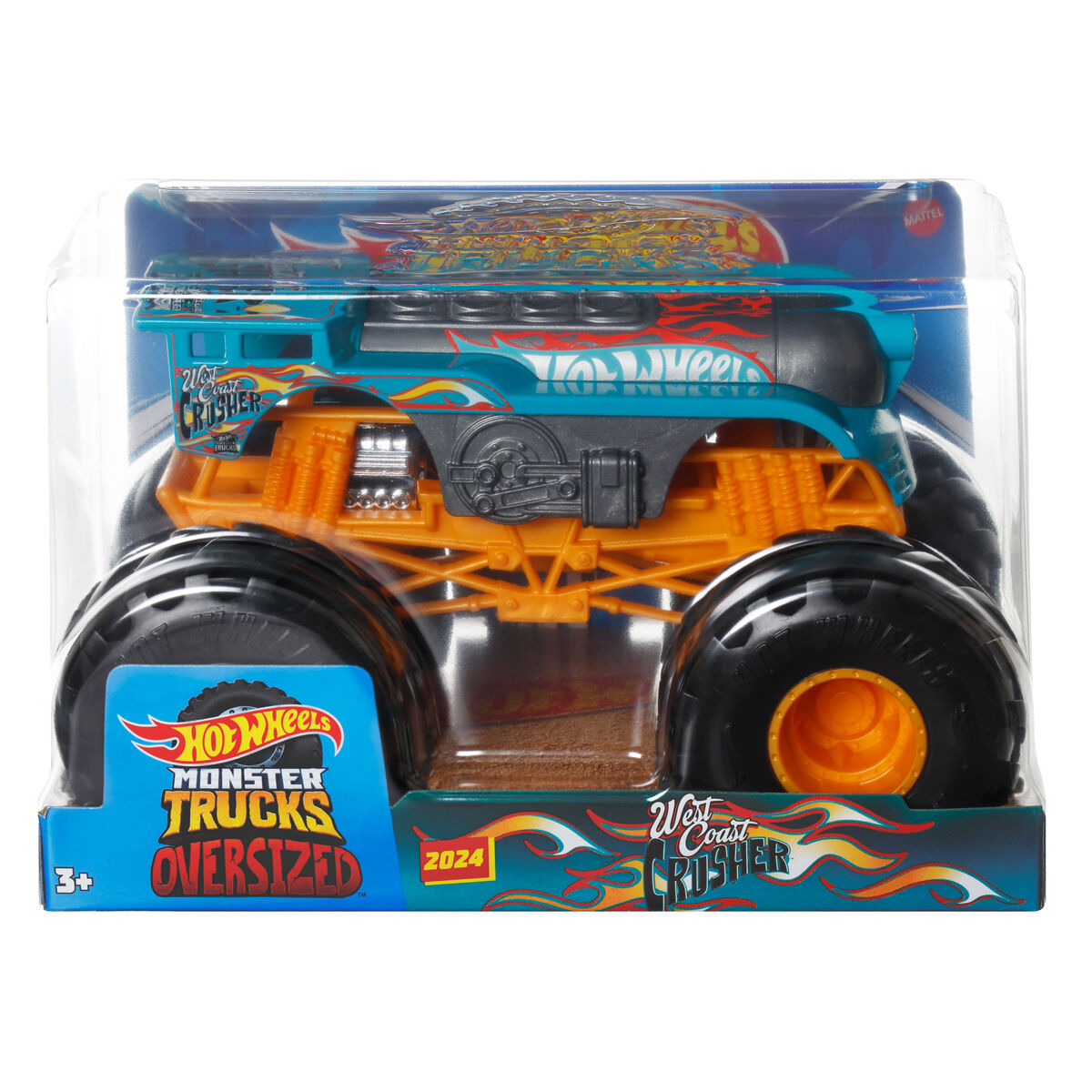 Coffret Hot Wheels Monster Trucks assortis montrant plusieurs modèles colorés.