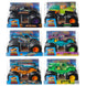 Vue de face d'un Hot Wheels Monster Truck rouge avec grandes roues tout-terrain.