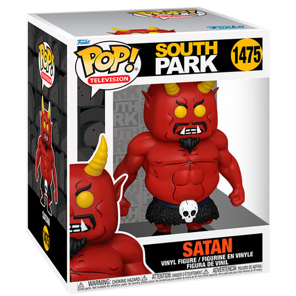 Packaging de la figurine Funko POP Super South Park Satan avec détails du personnage en vinyle