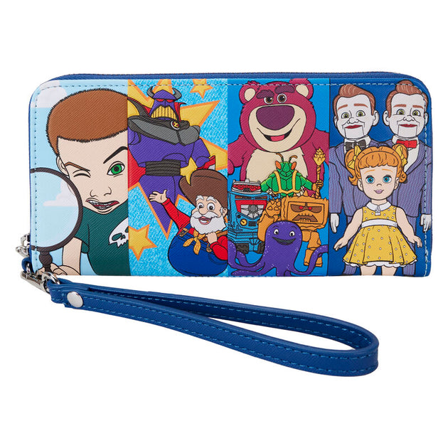 Portefeuille Loungefly Toy Story en cuir vegan saffiano avec fermeture argentée et bracelet amovible