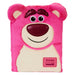 Carnet peluche Loungefly Disney Toy Story Lotso vue de face avec détails brodés et cuir vegan.