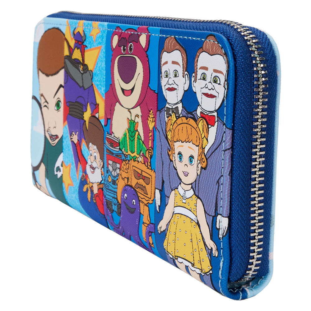 Vue intérieure du portefeuille Loungefly Toy Story avec doublure assortie et organisation pratique