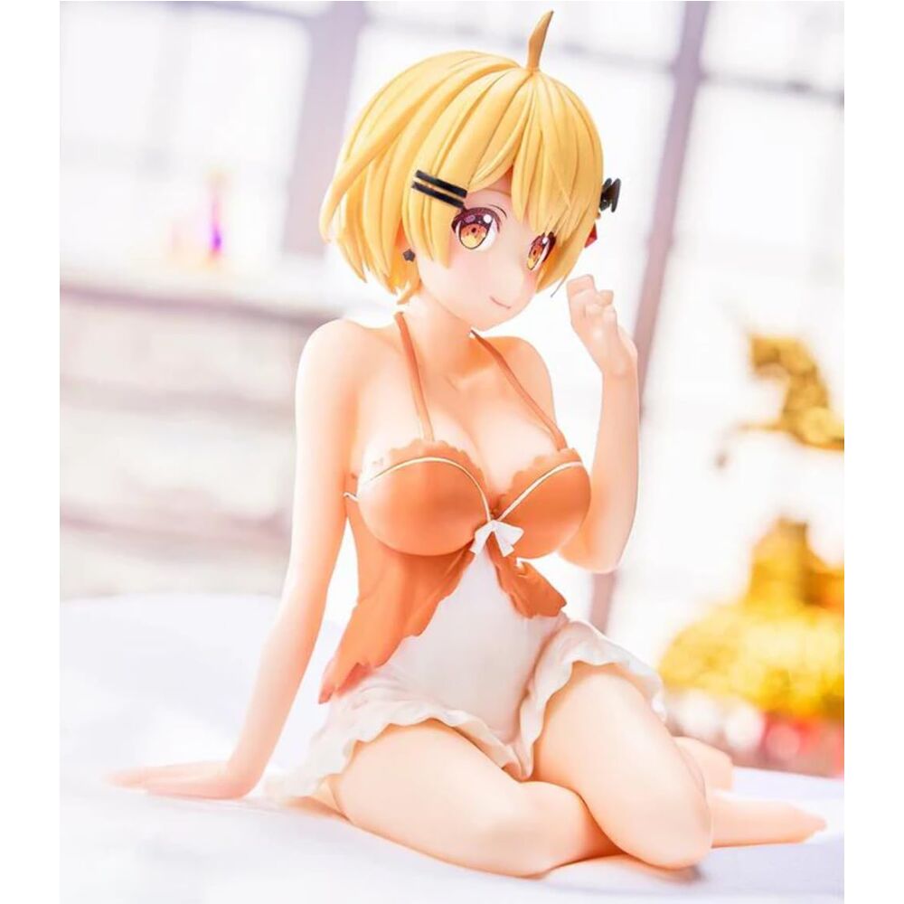 Vue latérale de la figurine Yozora Mel Relax Time de Hololive, 11 cm, finition BANPRESTO avec couleurs vives