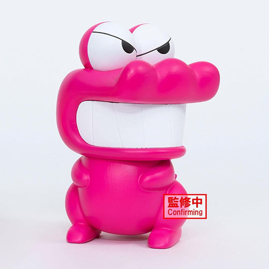 Gros plan sur la figurine Waniyamasan fluffy puffy Crayon Shinchan montrant les détails des couleurs et textures