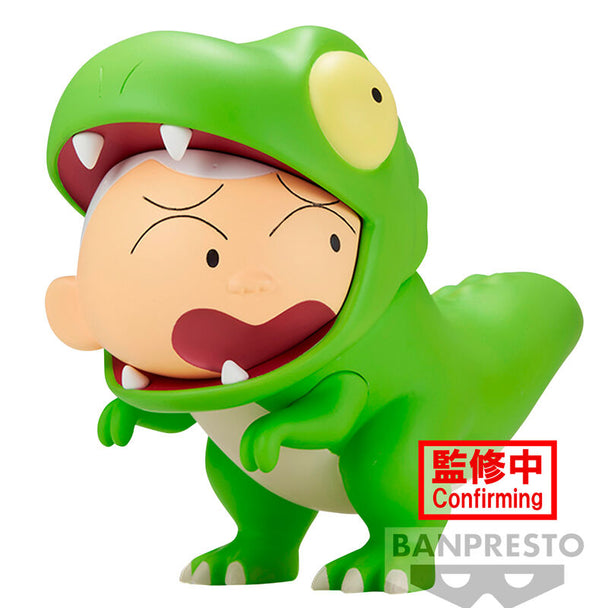 Figurine Crayon Shinchan Masao-kun Tyrannosaurus 11cm de BANPRESTO, vue de face avec détails colorés