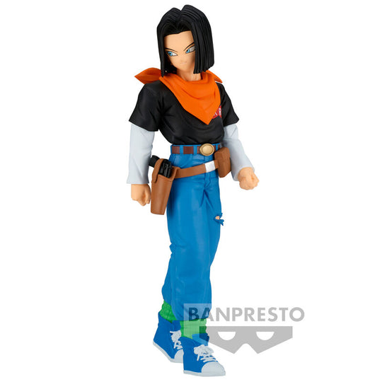 Figurine Android 17 Dragon Ball Z de 17 cm en position dynamique, modèle Solid Edge Work par BANPRESTO.