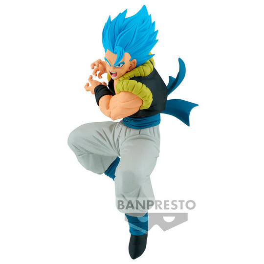 Figurine Dragon Ball Super de 12 cm montrant Gogeta SSGSS affrontant SS Broly, édition Match Makers par BANPRESTO.