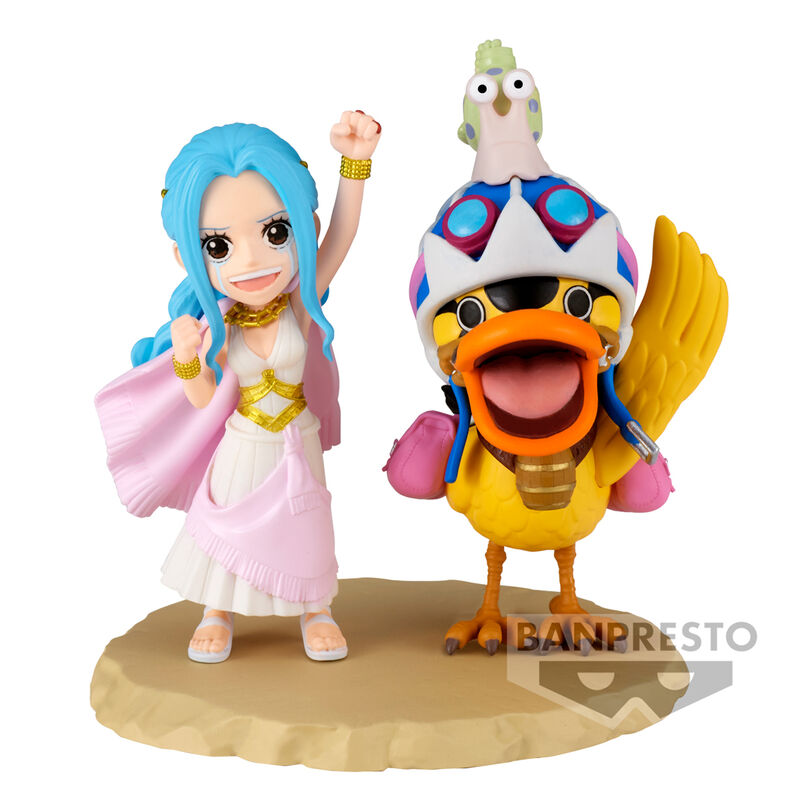 Figurine One Piece Nefeltari Vivi et Karoo de 7 cm par BANPRESTO, vue de face avec détails colorés et finition soignée.