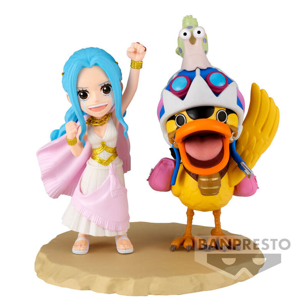 Figurine One Piece Nefeltari Vivi et Karoo de 7 cm par BANPRESTO, vue de face avec détails colorés et finition soignée.