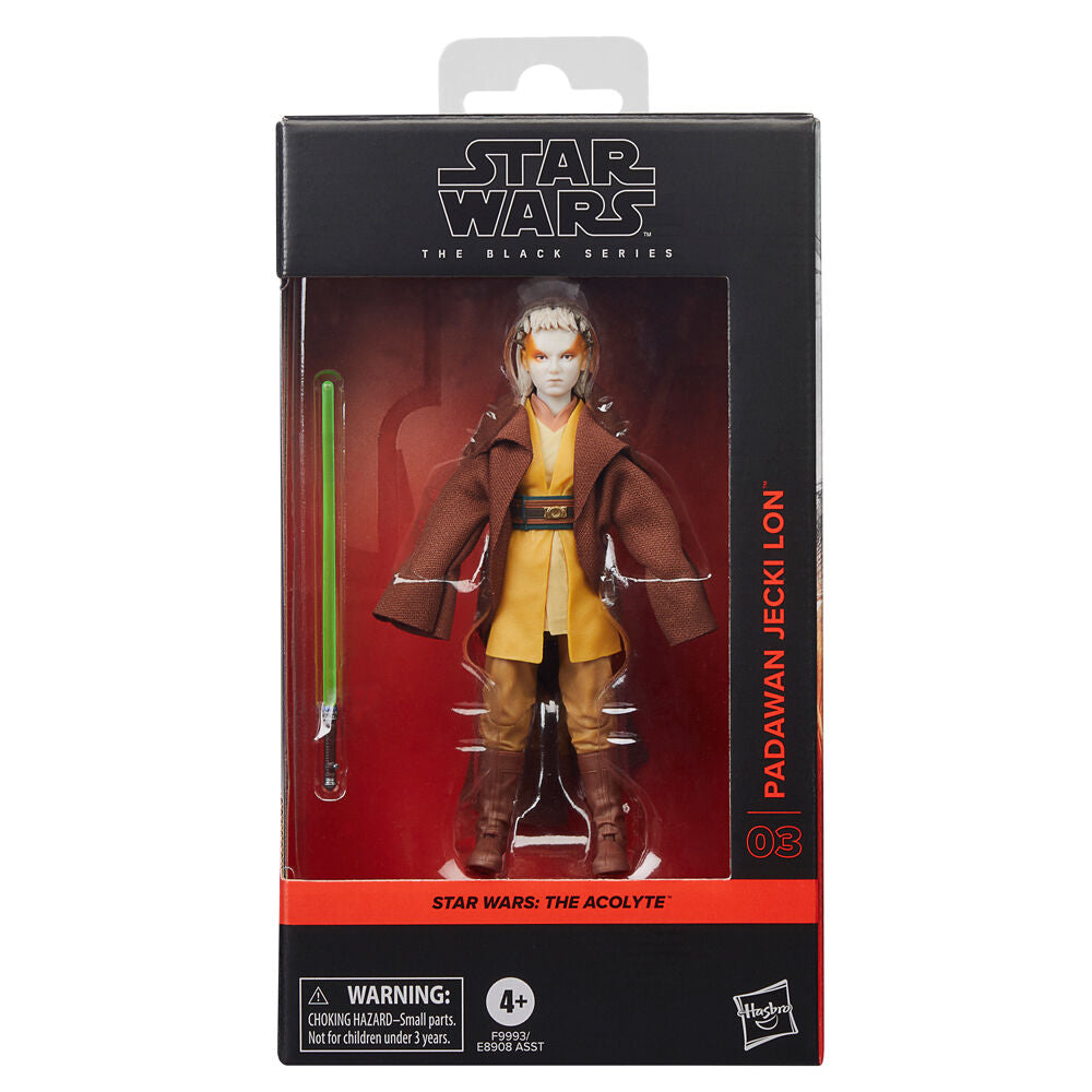 Figurine Star Wars The Acolyte Padawan Jecki Lon vue de face avec accessoires