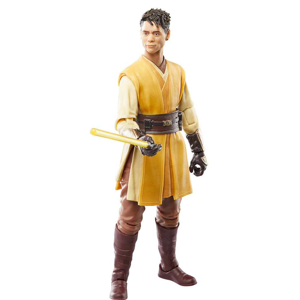 Figurine Yord Fandar en pose dynamique avec sabre laser activé