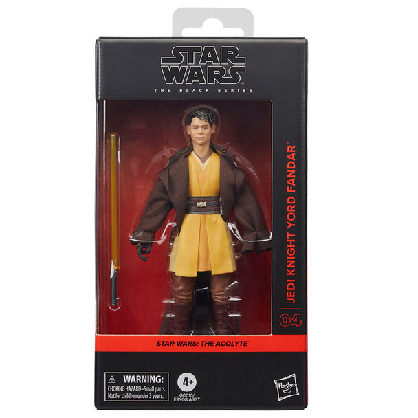 Figurine articulée Star Wars Jedi Knight Yord Fandar de face avec sabre laser
