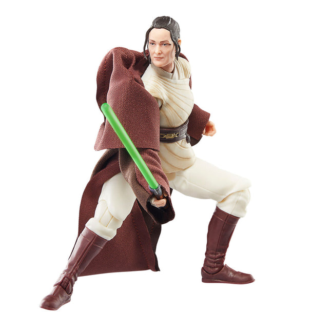 Zoom sur les détails du visage et des vêtements de la figurine Jedi Master Indara 15cm