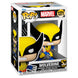 Figurine Funko POP Wolverine 50e Anniversaire en costume classique, vue de face dans sa boîte cadeau