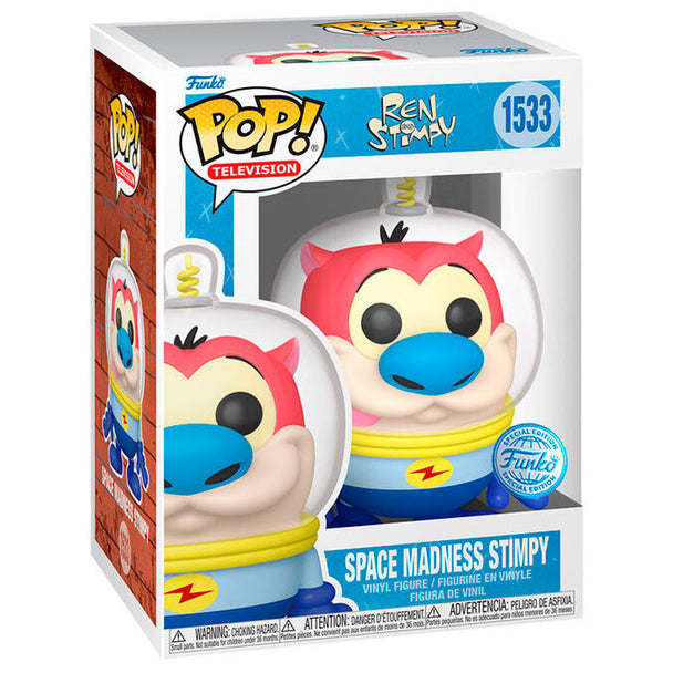 Figurine Funko POP de Stimpy en costume Space Madness, vue de face avec détails colorés