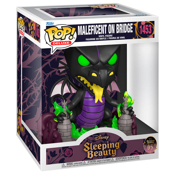 Figurine Funko POP Deluxe de Maléfique sur un pont, inspirée de La Belle au Bois Dormant, hauteur 9 cm dans sa boîte cadeau