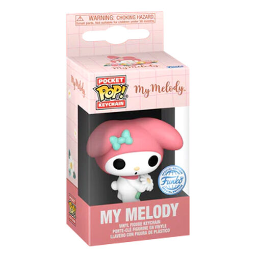 Porte-clés FUNKO Pocket POP Hello Kitty et My Melody en tenue printanière vue de face avec couleurs vives