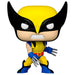 Détail de la figurine Funko POP Wolverine 50e Anniversaire montrant le costume classique et les griffes acérées
