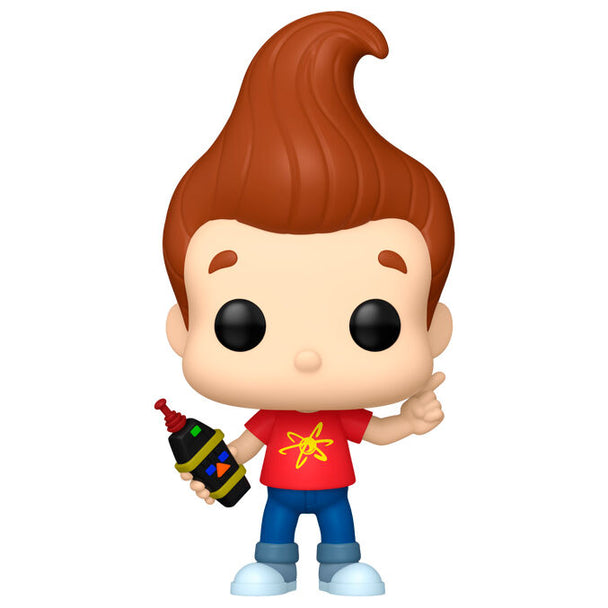 Détail de la figurine Funko POP Jimmy Neutron exclusive, mettant en valeur son design vinyle et ses couleurs vives