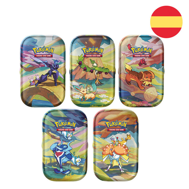 Boîte Pokémon mini assortie avec cartes à collectionner en espagnol vue de face
