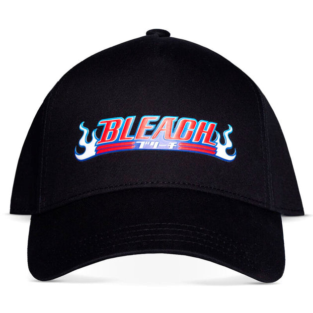 Vue de face de la casquette Bleach DIFUZED en coton blanc avec logo distinctif