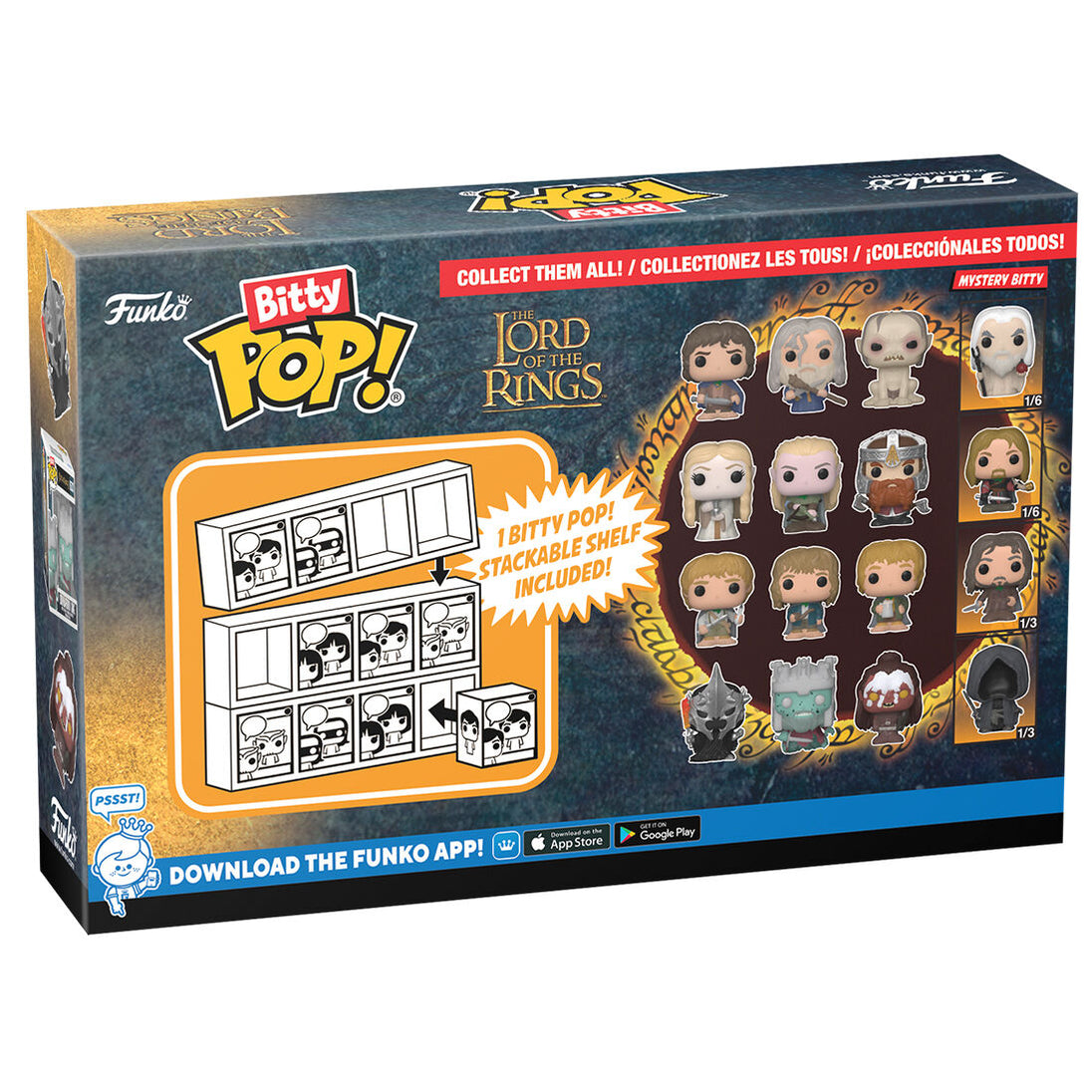 Présentation des 4 figurines Bitty POP Frodo dans leur emballage collector FUNKO