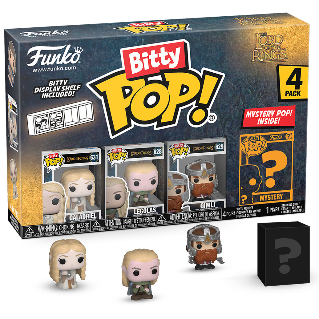 Gros plan sur la figurine Bitty POP Galadriel de FUNKO avec socle amovible en acrylique