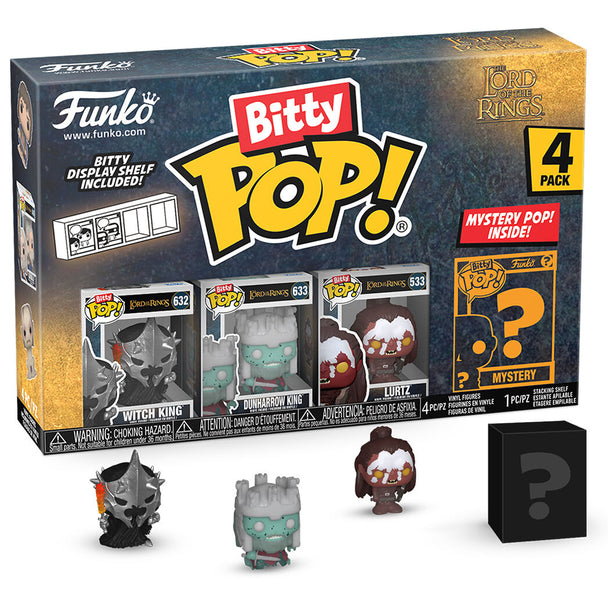 Blister de 4 figurines Bitty POP The Lord of the Rings avec Witch King en coffrets acryliques transparents